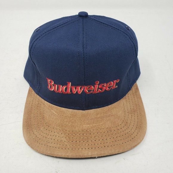 Vintage Budweiser King of Beers Suede Brim Mens OS Snapback Hat Cap Beer 90s